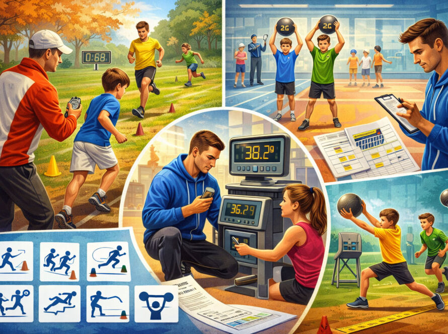 Testy sprawnościowe zawodników podczas zajęć w sekcji tenisowej AZS Poznań