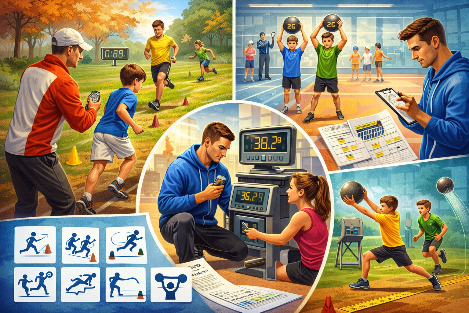 Testy sprawnościowe zawodników podczas zajęć w sekcji tenisowej AZS Poznań